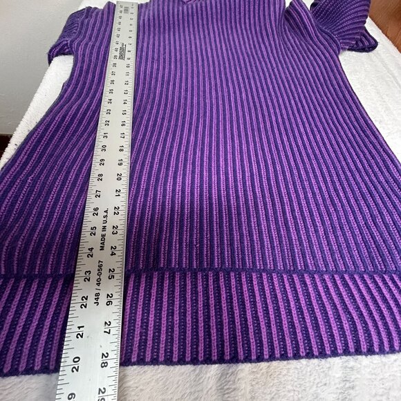 Naadam Womens Purple Pink Striped Wool Cashmere Blend Turtleneck Sweater Small - Picture 8 of 8